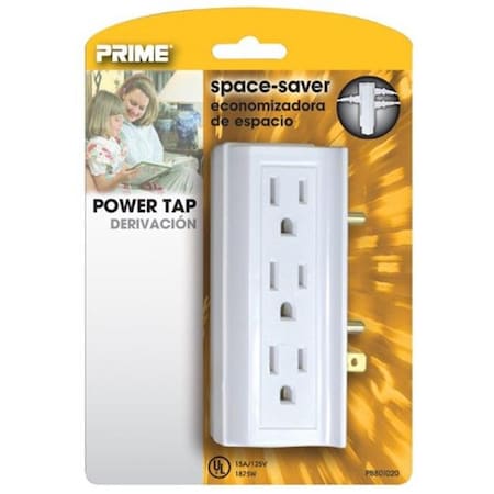 Prime Outlet Tap, Grounded, 6 Outlet(s) White PB801020